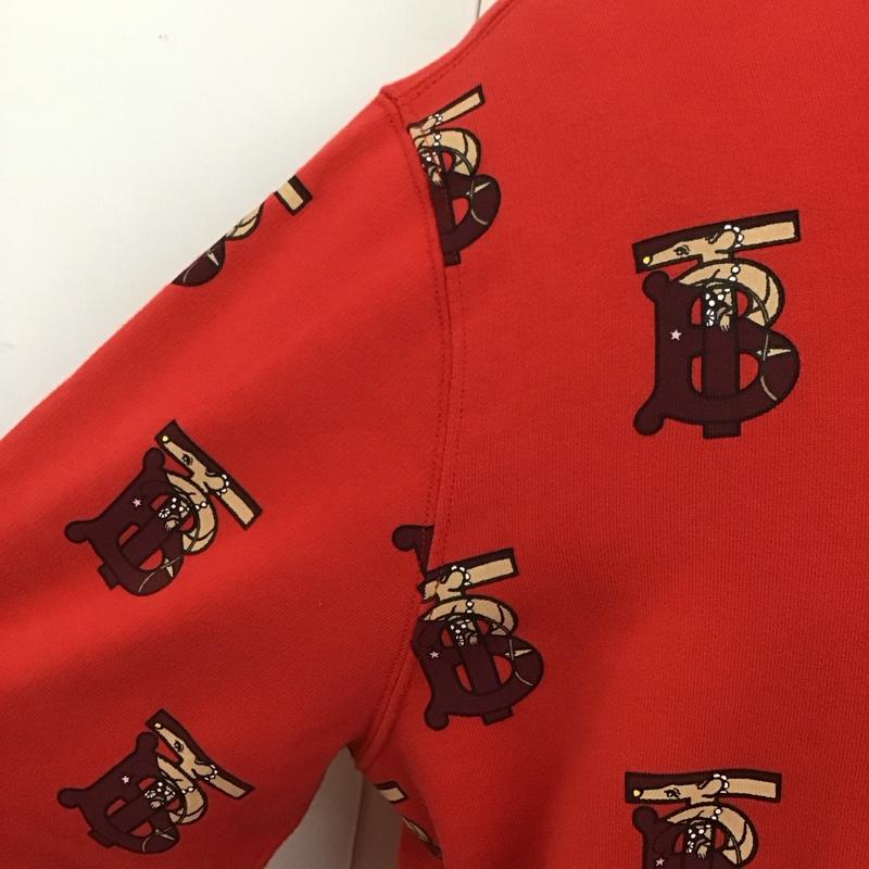 バーバリー BURBERRY パーカー 長袖 長袖パーカー フード付きパーカー プリントスウェット トレーナー L プリント 赤 / レッド / メンズ USED 古着 中古 10116382