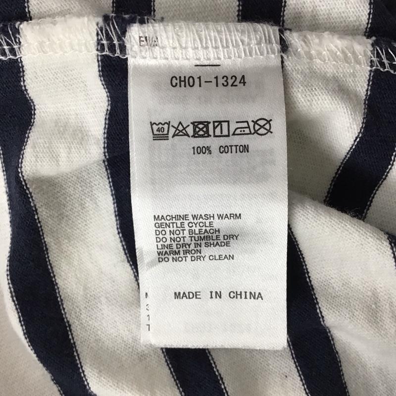 チャムス CHUMS Tシャツ 半袖 半袖カットソー プリントTシャツ クルーネックカットソー XL ボーダー柄 白 / ホワイト / X 紺 / ネイビー / メンズ USED 古着 中古 10115715