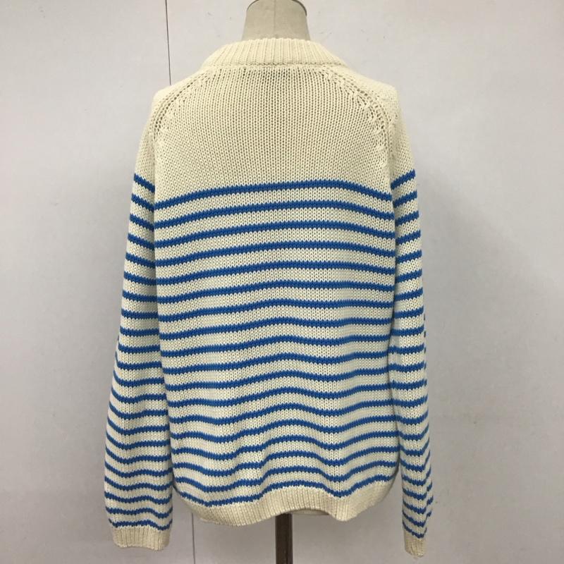 ザラ ZARA ニット、セーター 長袖 長袖ニットカットソー ニット セーター クルーネックニット S ボーダー柄 白 / ホワイト / X 青 / ブルー /  レディース USED 古着 中古 10110451