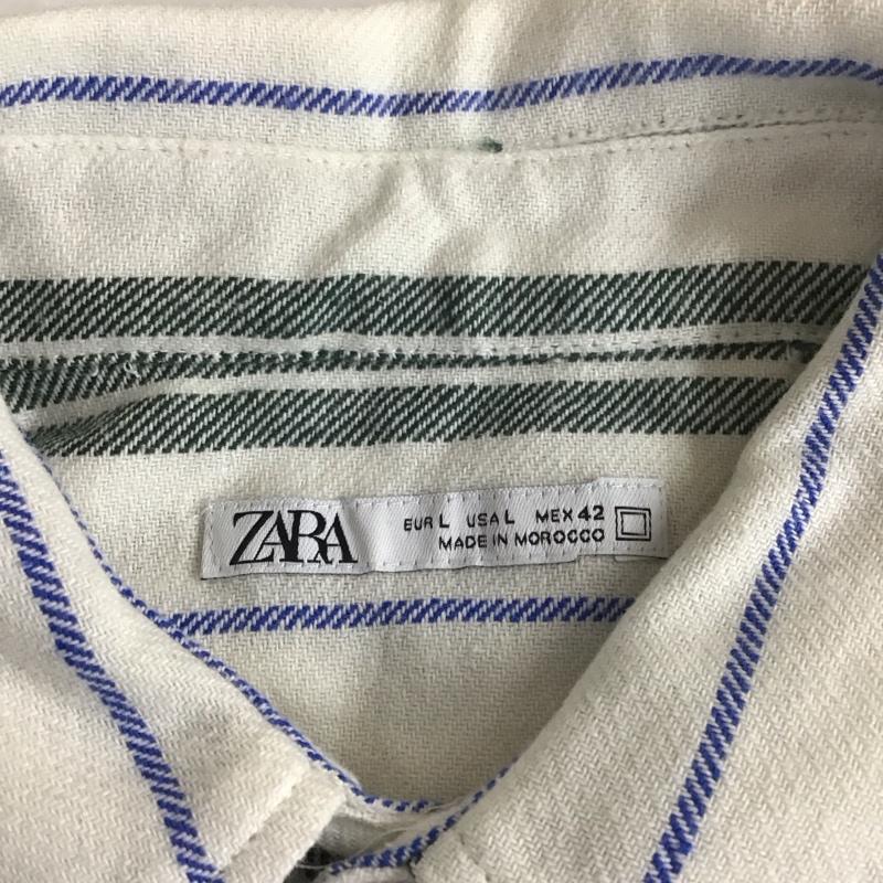 ザラ ZARA シャツ、ブラウス 半袖 半袖シャツ カラーシャツ 半袖カットソー ストライプシャツ L ストライプ マルチカラー / マルチカラー /  メンズ USED 古着 中古 10110398