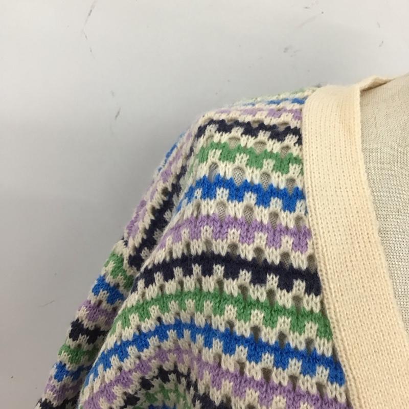 ダブルクローゼット w closet カーディガン 長袖 長袖ニットカーディガン リブニットカーディガン 前ボタン ボーダー柄 マルチカラー / マルチカラー / レディース USED 古着 中古 10124575
