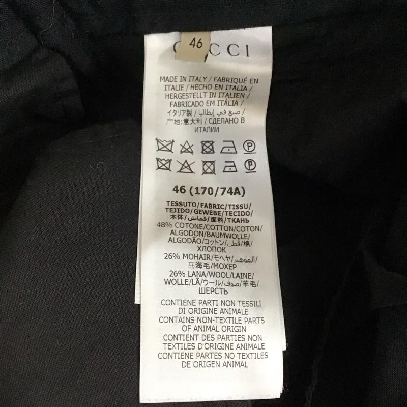 グッチ GUCCI パンツ スラックス 金ボタン ウール混 46 無地 黒 / ブラック /  メンズ USED 古着 中古 10119674