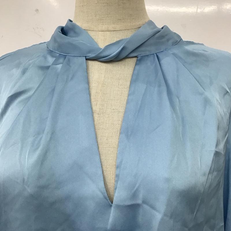 ザラ ZARA シャツ、ブラウス 長袖 2492 056 406 タグ付き ボウタイ付き プルオーバー M 無地 水色 / ライトブルー / レディース USED 古着 中古 10112650