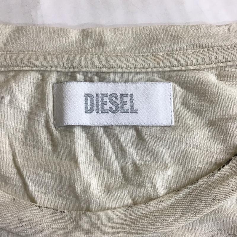 ディーゼル DIESEL Tシャツ 半袖 フレンチスリーブ XS 総柄 ベージュ / ベージュ / X 黒 / ブラック / レディース USED 古着 中古 10114460