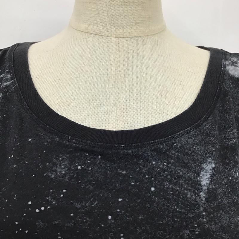 ディーゼル DIESEL Tシャツ 半袖 フレンチスリーブ S 総柄 黒 / ブラック / レディース USED 古着 中古 10114459