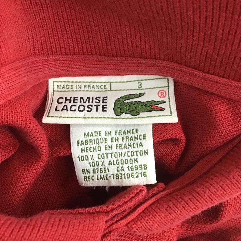 ラコステ LACOSTE ポロシャツ 半袖 半袖ポロシャツ カラーシャツ 半袖カットソー 80s フランス製 3 ロゴ、文字 赤 / レッド / メンズ USED 古着 中古 10106644