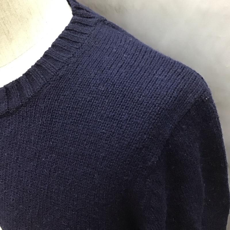 トミーヒルフィガー TOMMY HILFIGER ニット、セーター 長袖 長袖ニットカットソー ニット セーター クルーネックニット M ロゴ、文字 紺 / ネイビー / メンズ USED 古着 中古 10111727