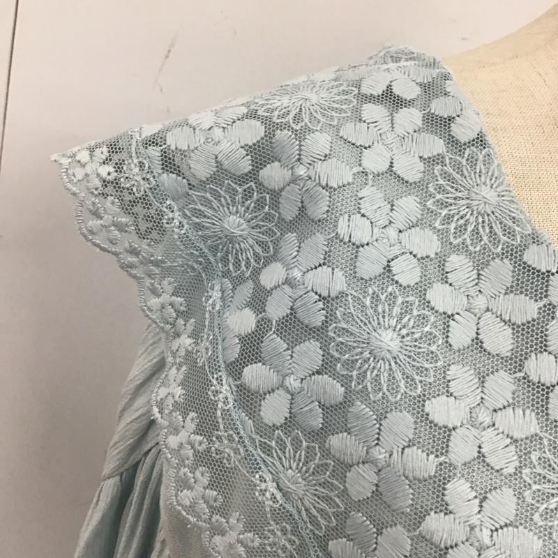 ザラ ZARA シャツ、ブラウス 長袖 1971 099 406 襟レース タグ付き S 無地 水色 / ライトブルー / レディース USED 古着 中古 10120367
