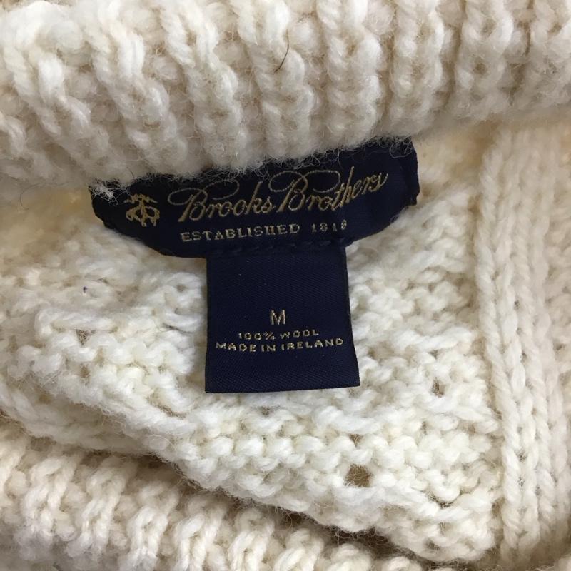ブルックスブラザーズ BROOKS BROTHERS ニット、セーター 長袖 長袖ニット 長袖カットソー リブニット セーター クルーネック M 総柄 白 / ホワイト / メンズ USED 古着 中古 10112103