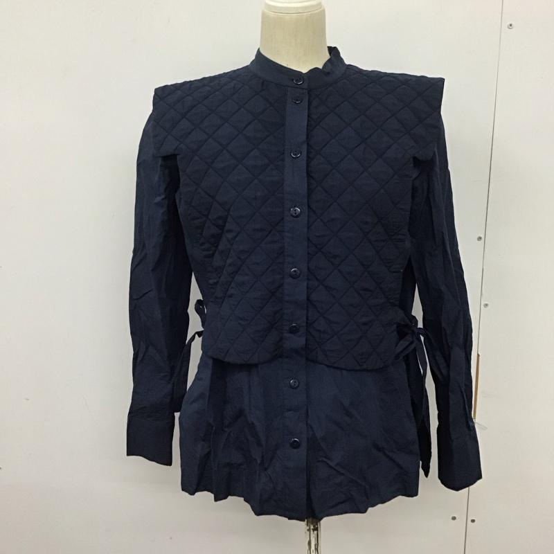 ザラ ZARA シャツ、ブラウス 長袖 長袖シャツ 無地シャツ ノーカラーシャツ M 無地 紺 / ネイビー / レディース USED 古着 中古 10125195