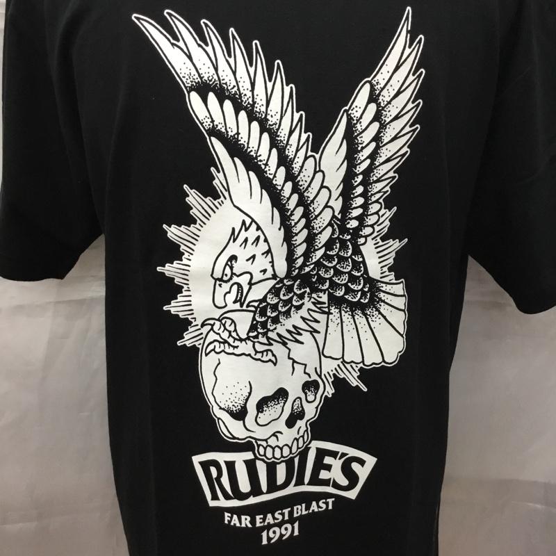 ルーディーズ RUDIES Tシャツ 半袖 半袖カットソー プリントTシャツ クルーネックカットソー XL プリント 黒 / ブラック /  メンズ USED 古着 中古 10111303