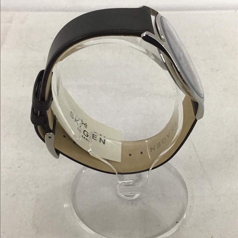 スカーゲン SKAGEN 腕時計 アナログ(クォーツ式) SKW6220 レザーベルト 箱有 ロゴ、文字 黒 / ブラック / メンズ USED 古着 中古 10134350