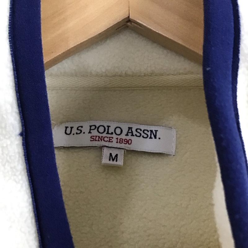 ユーエスポロアッスン U.S.POLO ASSN. ジャケット、上着 ジャケット、ブレザー フリースジャケット プルオーバーパーカー スタンドネック M ロゴ、文字 白 / ホワイト / メンズ USED 古着 中古 10132277