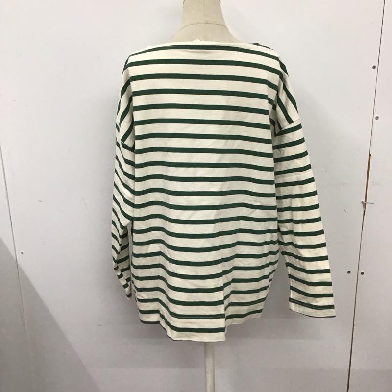 ひより HIYORI カットソー 長袖 長袖カットソー クルーネックカットソー ロングスリーブカットソー ボーダーTシャツ FREE ボーダー柄 白 / ホワイト / X 緑 / グリーン / レディース USED 古着 中古 10124076