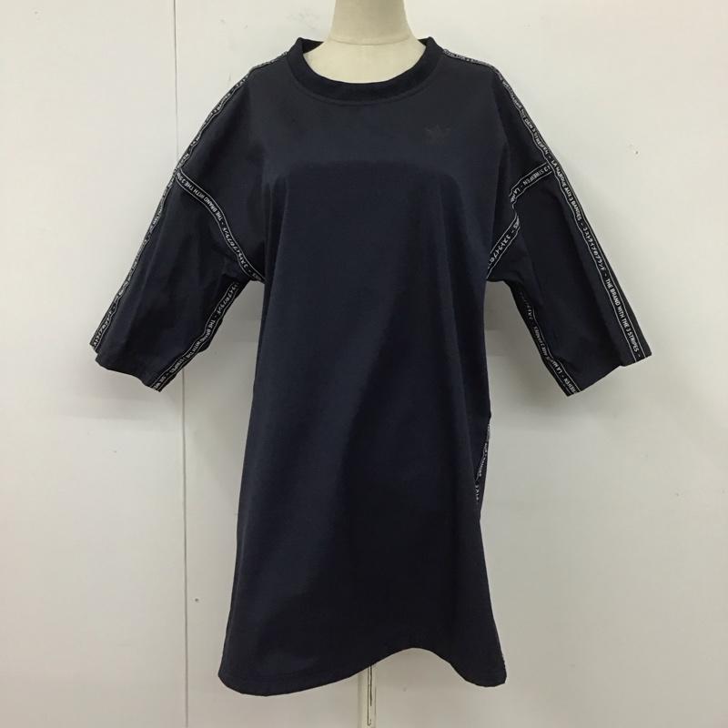 アディダス adidas カットソー 半袖 半袖カットソー プリントTシャツ クルーネックカットソー リバーシブル ロゴ、文字 紺 / ネイビー / レディース USED 古着 中古 10123911
