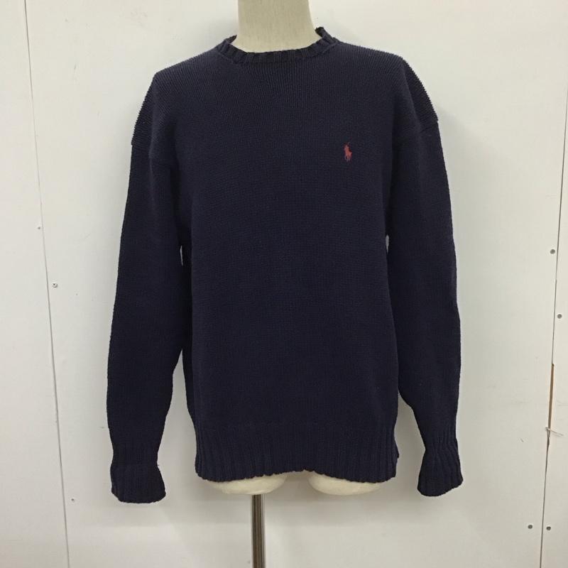 ポロバイラルフローレン Polo by RALPH LAUREN ニット、セーター 長袖 長袖ニットカットソー クルーネック セーター S ロゴ、文字 紺 / ネイビー / メンズ USED 古着 中古 10124948