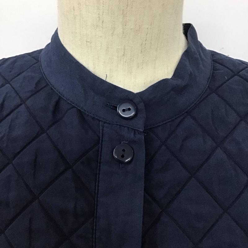 ザラ ZARA シャツ、ブラウス 長袖 長袖シャツ 無地シャツ ノーカラーシャツ M 無地 紺 / ネイビー / レディース USED 古着 中古 10125195
