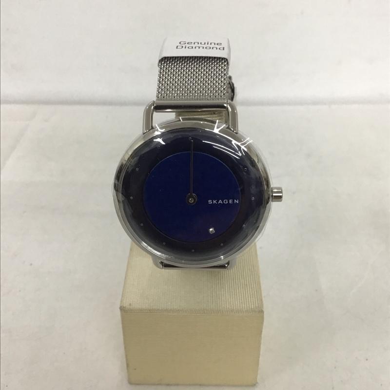 スカーゲン SKAGEN 腕時計 アナログ(クォーツ式) SKW2738 箱有 ロゴ、文字 銀 / シルバー / X 紺 / ネイビー / レディース USED 古着 中古 10134339