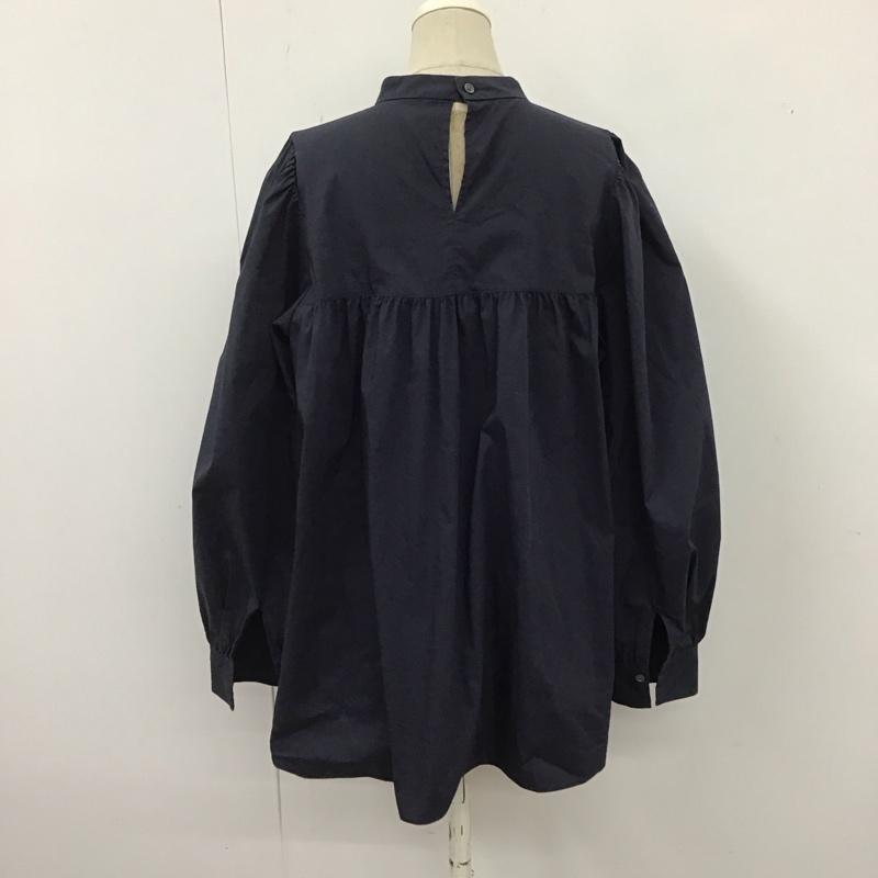 グリーンレーベルリラクシング green label relaxing シャツ、ブラウス 長袖 3511-137-1384 タフタ ピンタック ブラウス プルオーバー 無地 紺 / ネイビー / レディース USED 古着 中古 10122583