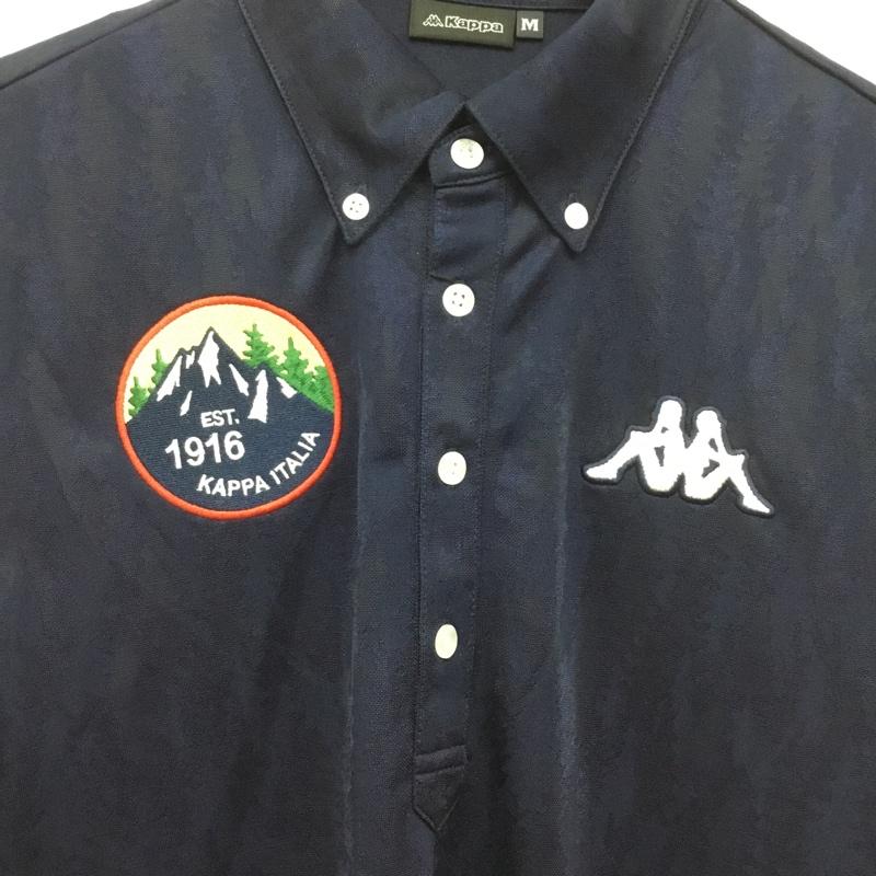 カッパ Kappa ポロシャツ 長袖 KG952LS43 ボタンダウン ゴルフウェア タグ付き M ロゴ、文字 紺 / ネイビー / メンズ USED 古着 中古 10135701