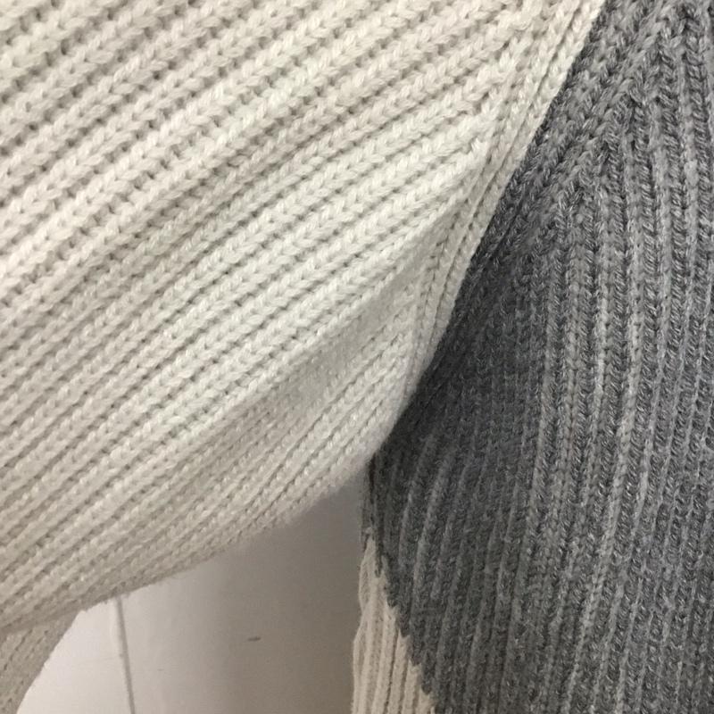 オズモーシス OSMOSIS カーディガン 長袖 796010-562K ストライプ切替ニットカーディガン ロング丈 無地 灰 / グレー / X 白 / ホワイト / レディース USED 古着 中古 10108295