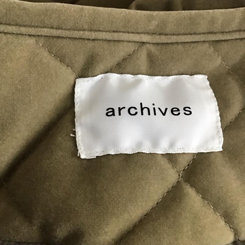 アルシーヴ archives コート コート一般 2503942 中綿キルトベルト付きコート ノーカラー M 無地 カーキ / カーキ / レディース USED 古着 中古 10120376