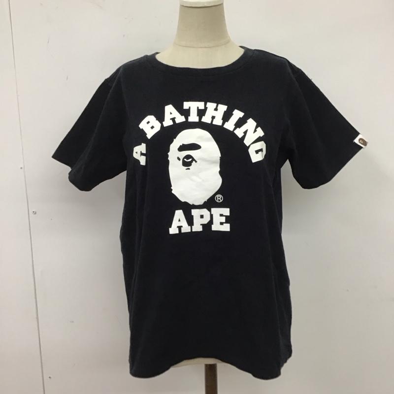 アベイシングエイプ A BATHING APE Tシャツ 半袖 クルーネック プリント S ロゴ、文字 黒 / ブラック / レディース USED 古着 中古 10123082
