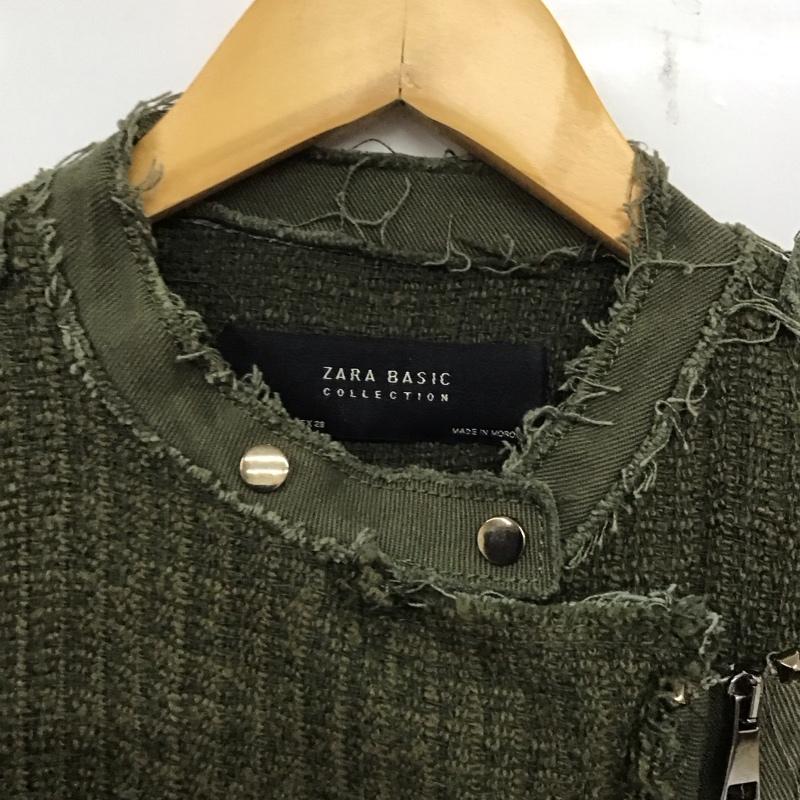 ザラ ZARA ジャケット、上着 ジャンパー、ブルゾン 8061 900 505 ノーカラー ライダース スタッズ M 無地 カーキ / カーキ / レディース USED 古着 中古 10138988