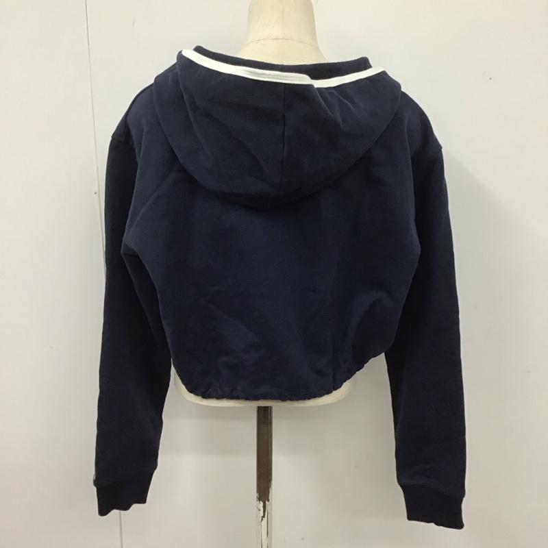 トミー ジーンズ TOMMY JEANS パーカー 長袖 長袖パーカー プルオーバーパーカー スウェット ジップカラー L ロゴ、文字 紺 / ネイビー / レディース USED 古着 中古 10125717