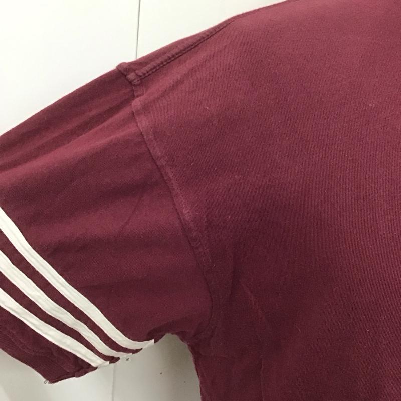 アディダス adidas Tシャツ 半袖 半袖カットソー プリントTシャツ Vネックカットソー スポーツウェア L ロゴ、文字 えんじ / ワインレッド / メンズ USED 古着 中古 10107265