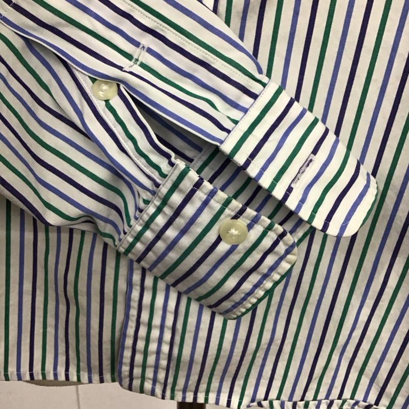 ラルフローレン RALPHLAUREN シャツ、ブラウス 長袖 POLO GOLF SLIM FIT ストライプ ワンポイント 白 / ホワイト / X 緑 / グリーン / X 紺 / ネイビー / X 水色 / ライトブルー / レディース USED 古着 中古 10114640
