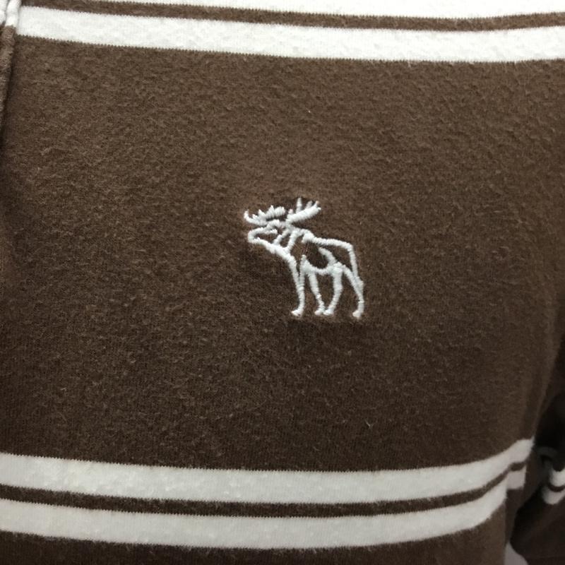 アバクロンビーアンドフィッチ ABERCROMBIE&FITCH ポロシャツ 半袖 半袖ポロシャツ カラーシャツ 半袖カットソー M ロゴ、文字 白 / ホワイト / X 茶 / ブラウン / メンズ USED 古着 中古 10108938