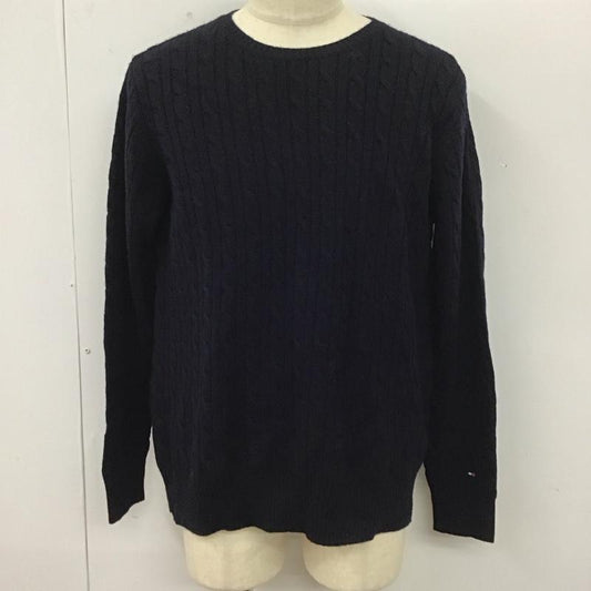 トミーヒルフィガー TOMMY HILFIGER ニット、セーター 長袖 長袖ニットカットソー ニット セーター クルーネックニット L  紺 / ネイビー /  メンズ USED 古着 中古 10112835