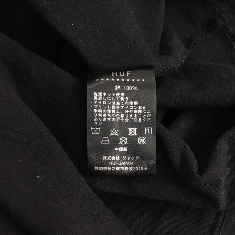 ハフ HUF カットソー 長袖 長袖カットソー プリントカットソー クルーネック XXL ロゴ、文字 黒 / ブラック / メンズ USED 古着 中古 10145718