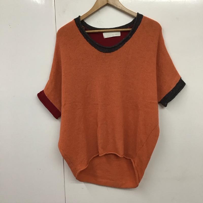 ニコアンド niko and... ニット、セーター 半袖 半袖ニットカットソー クルーネックカットソー 半袖セーター 無地 橙 / オレンジ / レディース USED 古着 中古 10117920
