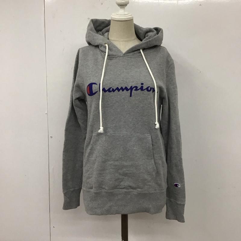 チャンピオン Champion パーカー 長袖 cw-l109 スウェットパーカー 長袖パーカー トレーナー M ロゴ、文字 灰 / グレー / レディース USED 古着 中古 10111519