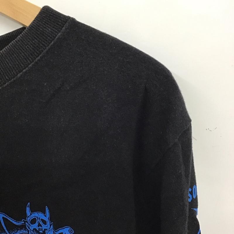 ソフトマシーン Softmachine Tシャツ 長袖 長袖カットソー プリントカットソー クルーネック L ロゴ、文字 黒 / ブラック / メンズ USED 古着 中古 10137280