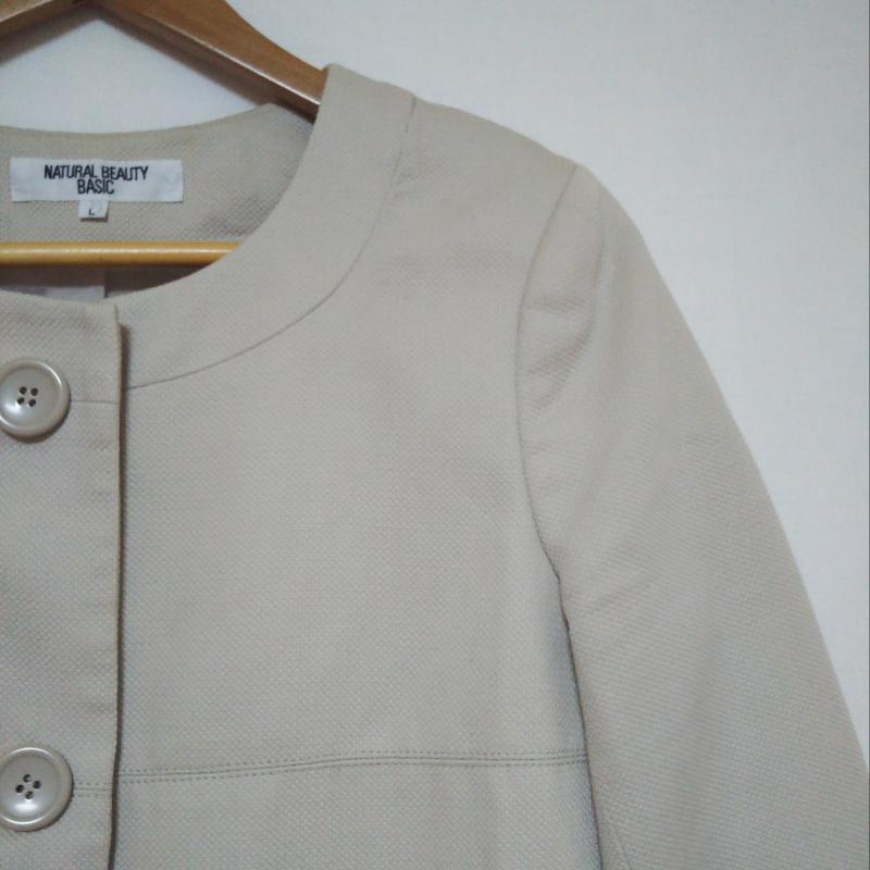 ナチュラルビューティーベーシック NATURAL BEAUTY BASIC コート コート一般 L 無地 ベージュ / ベージュ / レディース USED 古着 中古 10013116