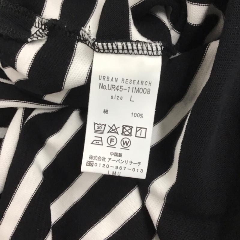 アーバンリサーチ URBAN RESEARCH Tシャツ 半袖 半袖カットソー プリントTシャツ クルーネックカットソー M ボーダー柄 白 / ホワイト / X 黒 / ブラック / メンズ USED 古着 中古 10129474