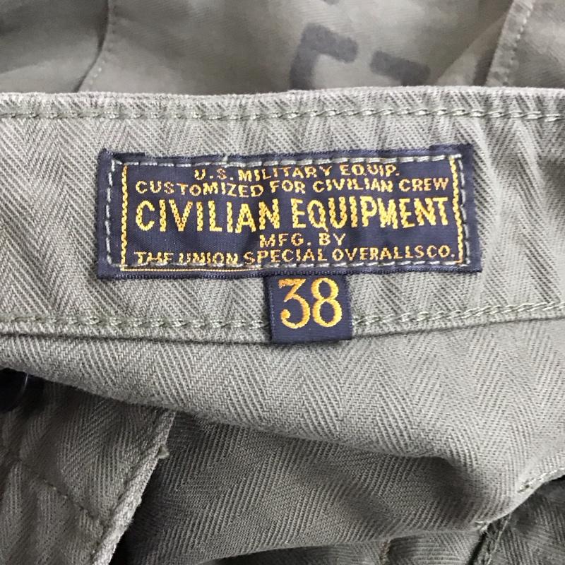 フリーホイーラーズ FREEWHEELERS パンツ ワークパンツ、ペインターパンツ USMCDEVILDOGM-1944 VintageStyleHeavyWeightYarnDyedHerringboneTwill ミリタリーパンツ 38インチ ロゴ、文字 カーキ / カーキ / メンズ USED 古着 中古 10129034