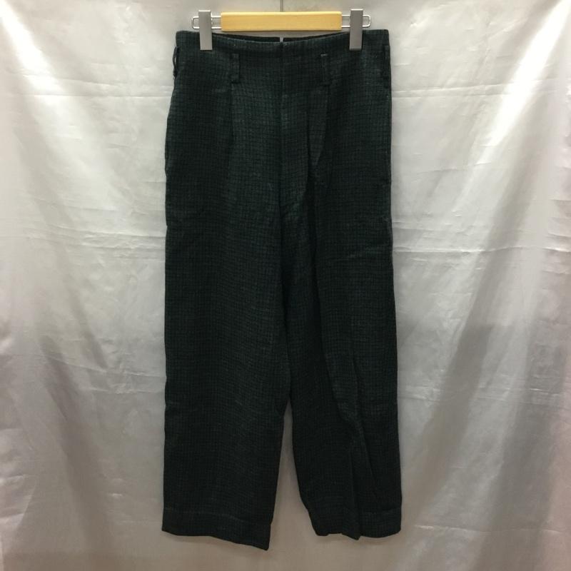 古着 USED ボトムス ボトムス タックパンツ S チェック 灰 / グレー / X 緑 / グリーン / メンズ USED 古着 中古 10118851