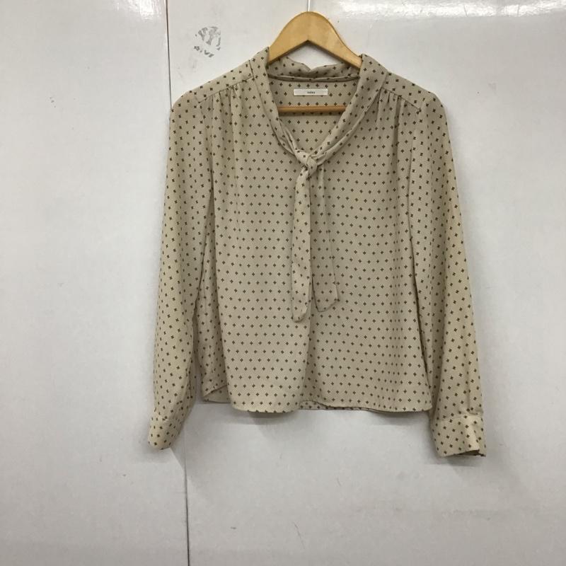 インデックス index カットソー 長袖 長袖シャツ 総柄シャツ ノーカラーシャツ M 総柄 ベージュ / ベージュ / レディース USED 古着 中古 10128956