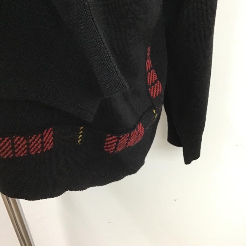 フレッドペリー FRED PERRY ニット、セーター 長袖 Vネック 42 黒 / ブラック / メンズ USED 古着 中古 10106063