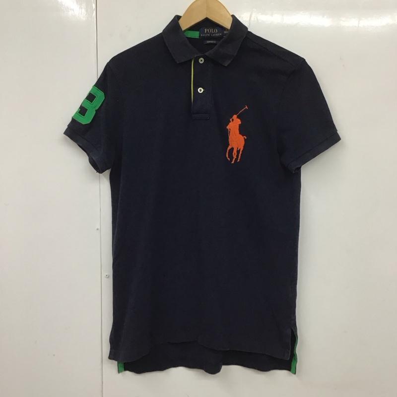 ポロラルフローレン POLO RALPH LAUREN ポロシャツ 半袖 半袖ポロシャツ 半袖カットソー カラーシャツ S ロゴ、文字 紺 / ネイビー / メンズ USED 古着 中古 10131499