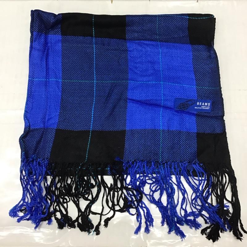 ビームス BEAMS ストール ストール一般 マフラー チェック柄 チェック 黒 / ブラック / X 青 / ブルー / メンズ USED 古着 中古 10108636