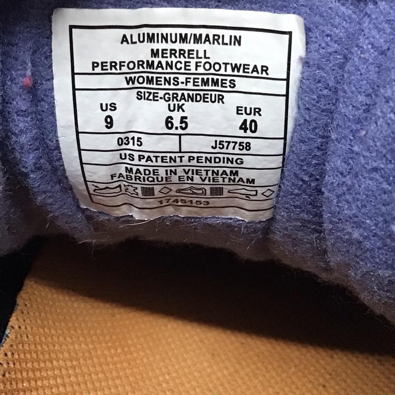メレル MERRELL アウトドアシューズ アウトドアシューズ J57758 ハイキングシューズ US9 UK6.5 US:9 ロゴ、文字 灰 / グレー / X 黒 / ブラック / X 青 / ブルー / メンズ USED 古着 中古 10118773