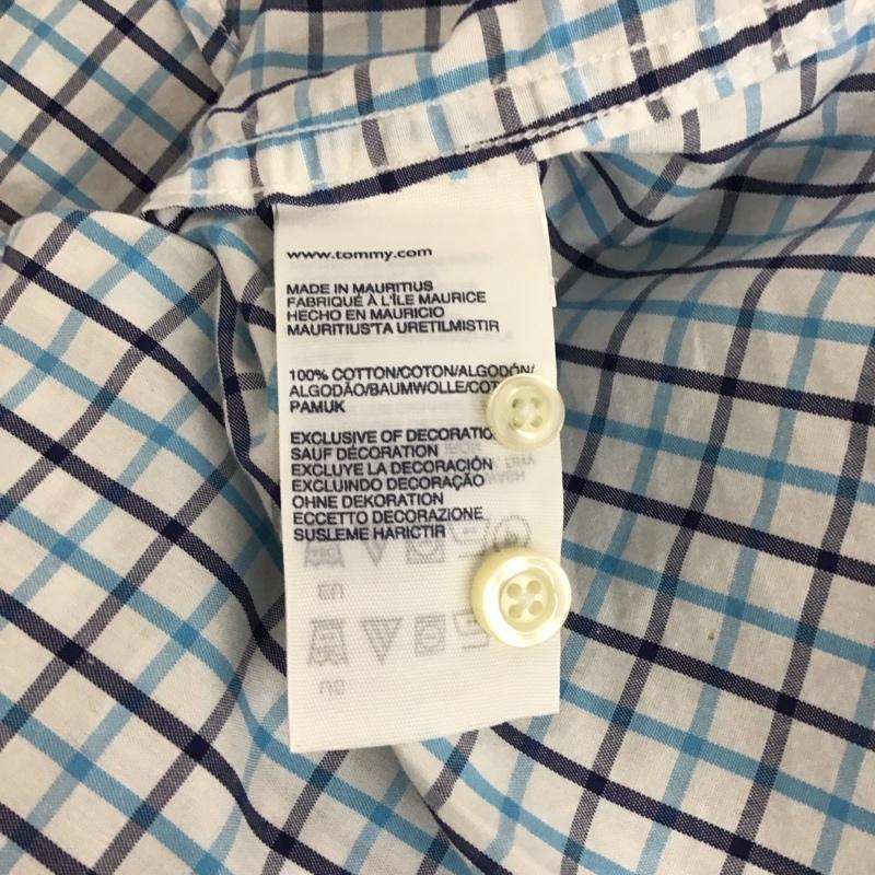 トミーヒルフィガー TOMMY HILFIGER シャツ、ブラウス 長袖 ボタンダウン 胸ポケット チェック M ワンポイント 白 / ホワイト / X 青 / ブルー / X 紺 / ネイビー / メンズ USED 古着 中古 10112920