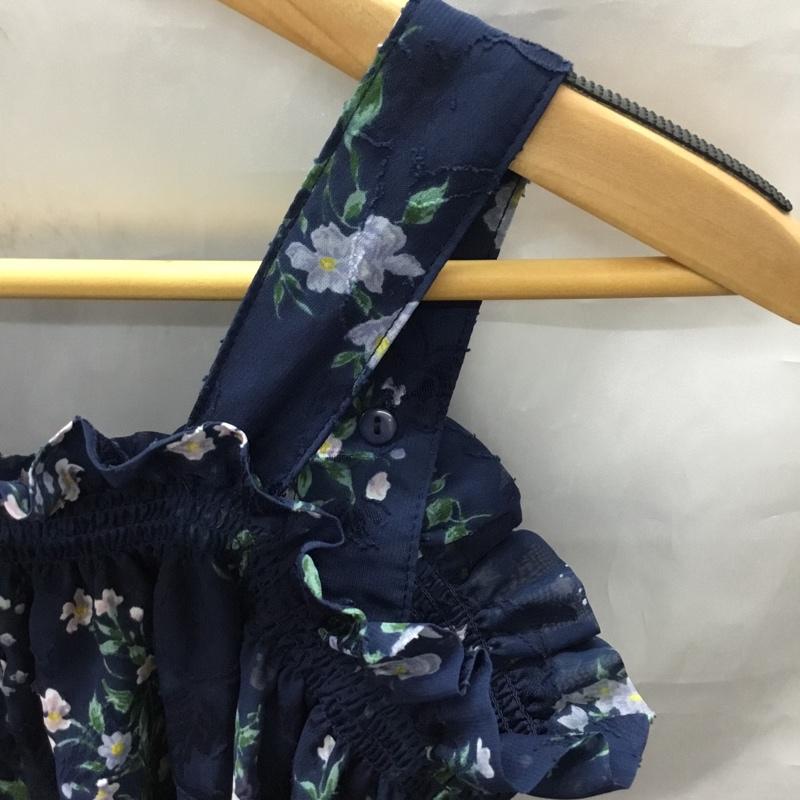 マジェスティックレゴン MAJESTIC LEGON カットソー 半袖 1085032900 オープンショルダーブラウス S 花柄 紺 / ネイビー / レディース USED 古着 中古 10118188