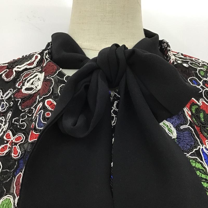 ザラベーシック ZARA BASIC ジャケット、上着 ジャケット、ブレザー 長袖刺繍ジャケット ノーカラージャケット 総柄 前開ジャケット L 総柄 X 花柄 黒 / ブラック / レディース USED 古着 中古 10105913
