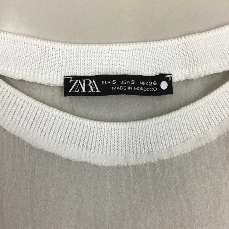 ザラ ZARA Tシャツ 半袖 5644 008 250 シアー S ロゴ、文字 白 / ホワイト / レディース USED 古着 中古 10115851